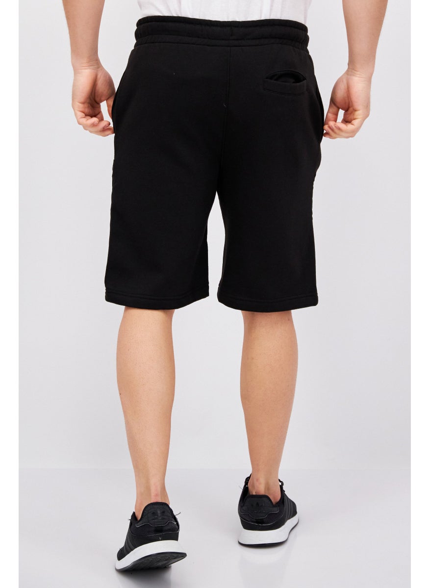 CROSSHATCH Men Drawstring Brand Logo Basic Short, Black  - Image 3