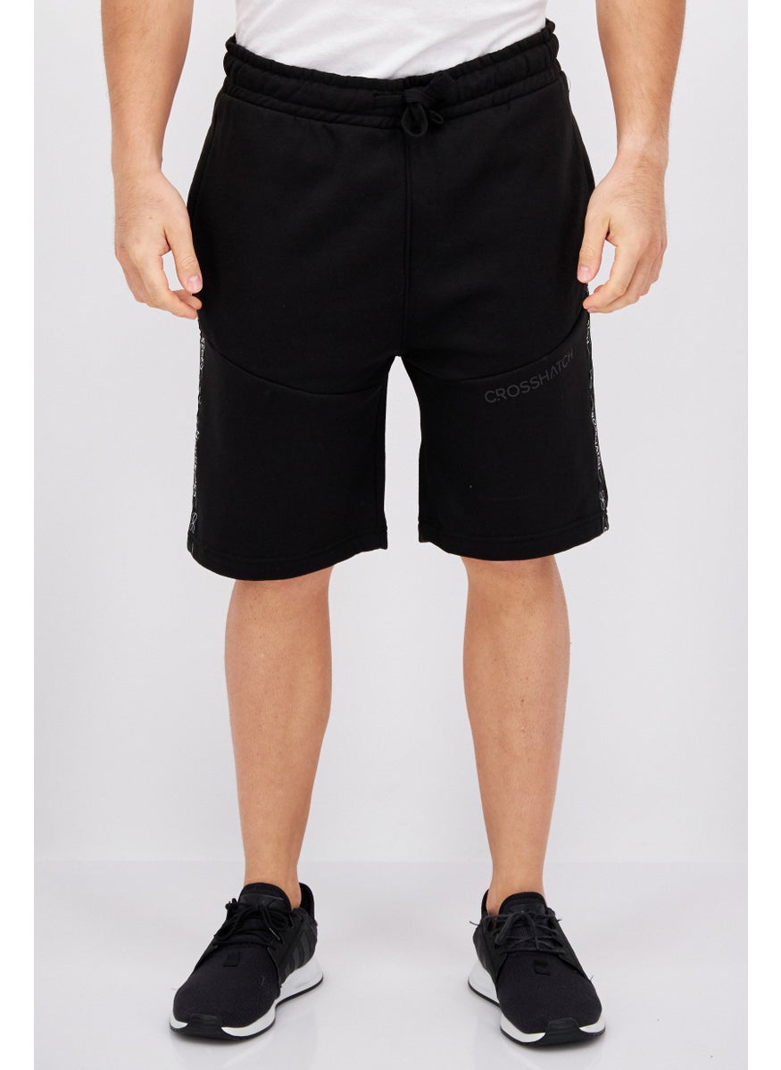 CROSSHATCH Men Drawstring Brand Logo Basic Short, Black  - Image 1