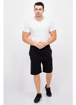 CROSSHATCH Men Drawstring Brand Logo Basic Short, Black  - Image 4