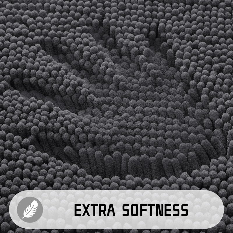 Yimobra Chenille Bathroom Rug  24x17  Extra Soft Absorbent Bath Rugs  Non-Slip  Bath Mats for Bathroom Floor  Water Absorbent  Machine Washable  Plush Bathroom Mat for Tub and Shower  Dark Gray - Image 3
