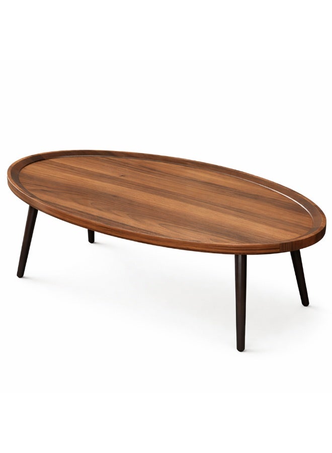 HOME TASTE Oval Walnut Wooden Coffee Table 120x60x40 cm – Modern Center Table with 4 wood Legs, Mid-Century Sofa Table for Living Room, Office & Coffee Shop – Easy Assembly - Image 2