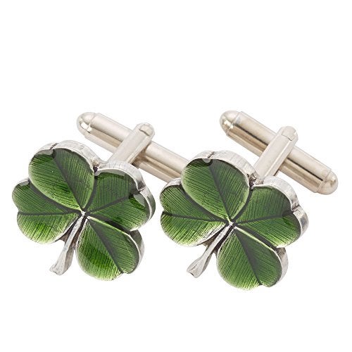DANFORTH Four Leaf Clover Cufflinks for Men | Handcrafted Pewter Shamrock Cufflinks, Green St. Patrick’s Day Accessories, Made in USA - Image 1