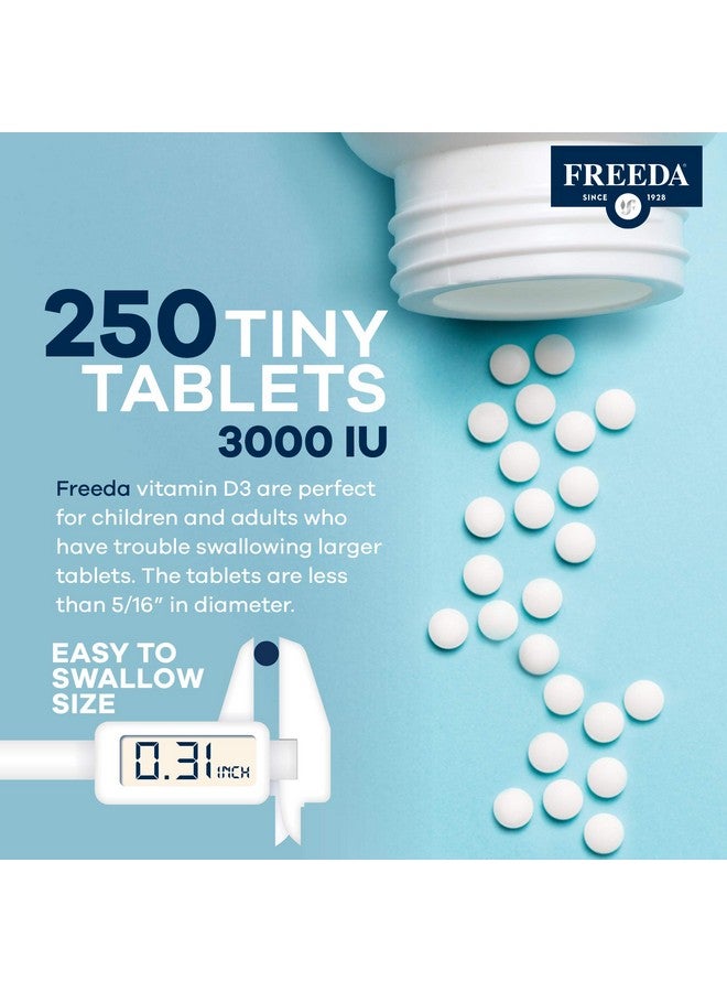 FREEDA Vitamin D3 3000 IU - High-Potency Vitamin D for Bone Strength & Immune Support - Easy-to-Swallow Tablets - 250 Tiny Tablets - Image 4