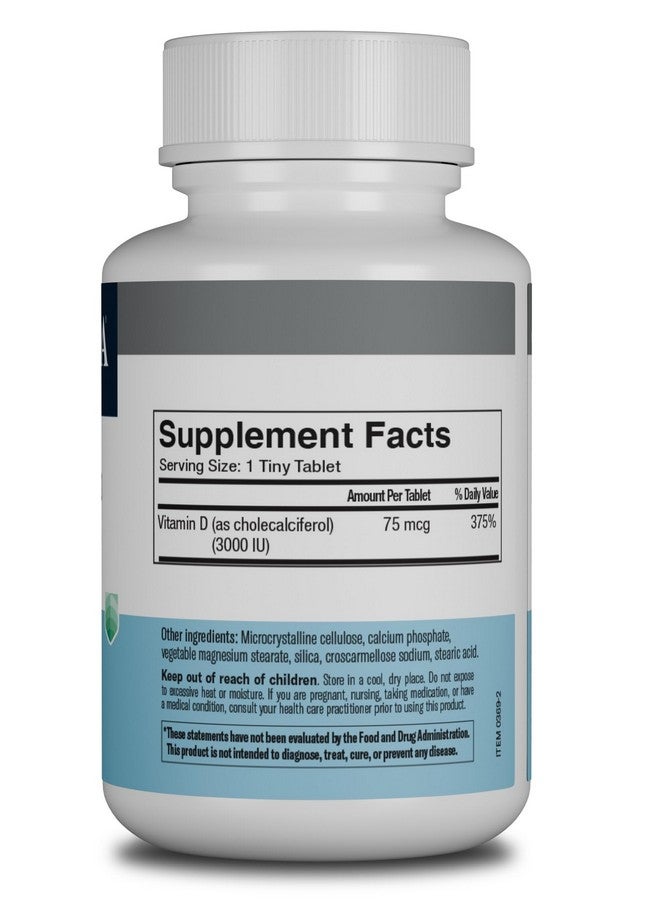 FREEDA Vitamin D3 3000 IU - High-Potency Vitamin D for Bone Strength & Immune Support - Easy-to-Swallow Tablets - 250 Tiny Tablets - Image 2