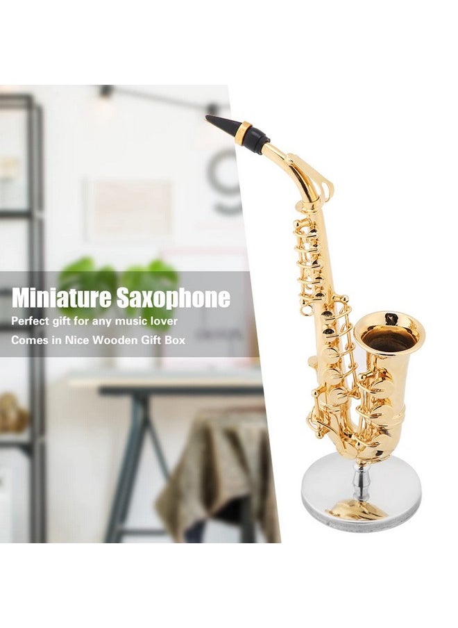 Miniature Alto Saxophone, Mini Musical Instrument Saxophone With Stand And Case Simulate Instrument Miniature Dollhouse Model Ornament Collection
