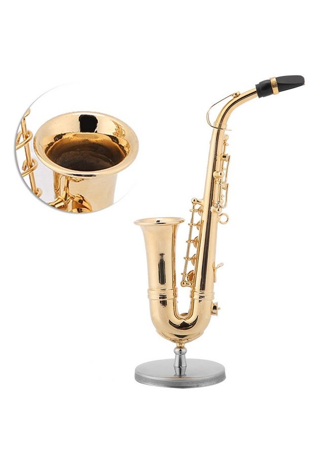 Miniature Alto Saxophone, Mini Musical Instrument Saxophone With Stand And Case Simulate Instrument Miniature Dollhouse Model Ornament Collection