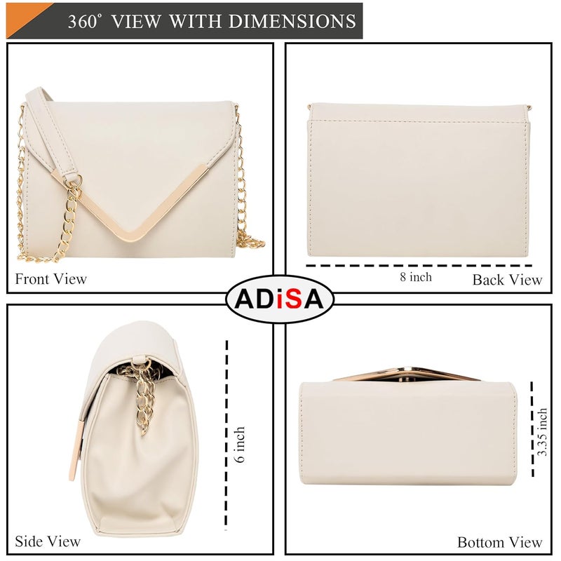 ADISA حقيبة كتف متقاطعة على شكل V للفتيات والنساء مع سلسلة ذهبية - Image 3