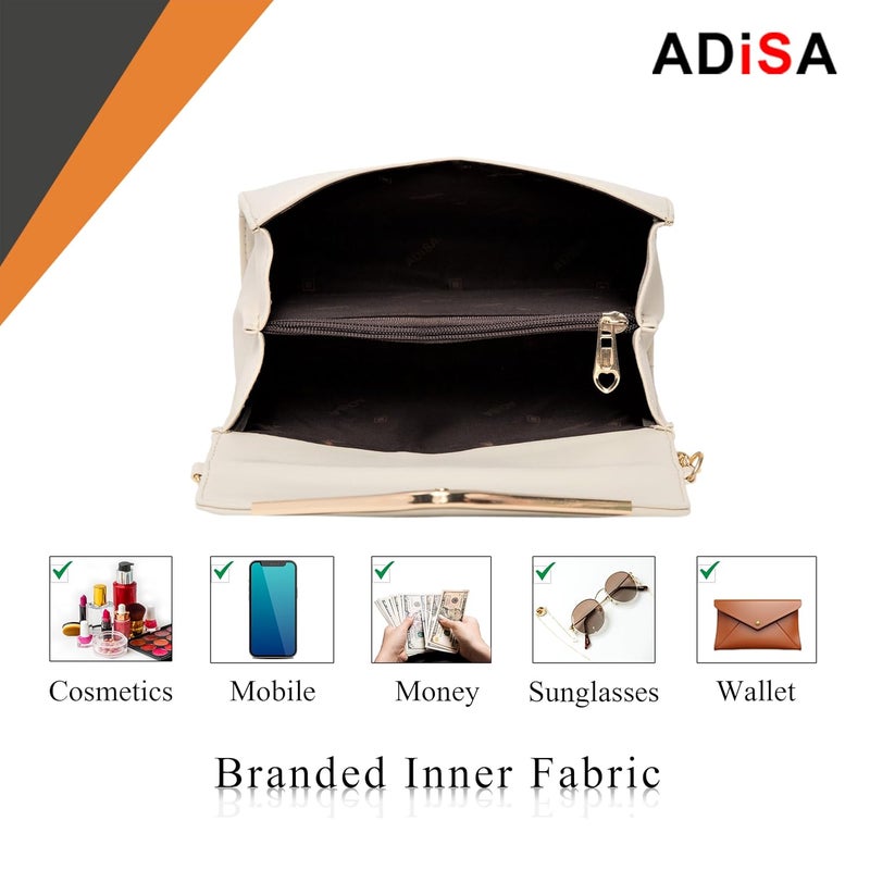ADISA حقيبة كتف متقاطعة على شكل V للفتيات والنساء مع سلسلة ذهبية - Image 5