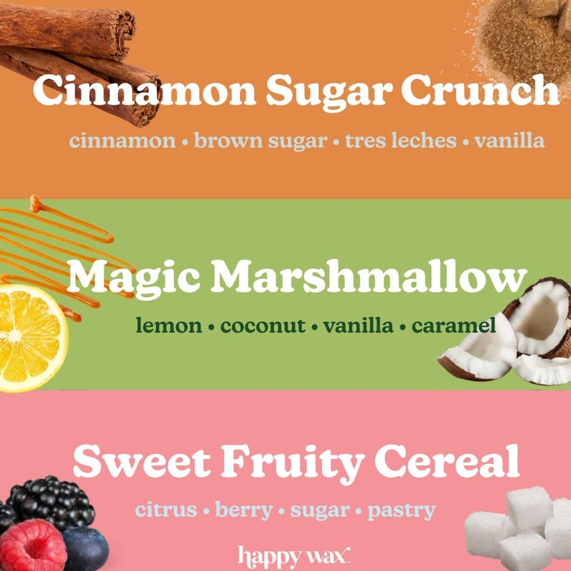 Happy Wax Cereal Mix Premium Scented Natural, Non Toxic Soy Wax Melts â€“ 6 Total Oz. of Scented Wax Melts Includes: Cinnamon Sugar Crunch, Magic Marshmallows and Sweet Fruity Cereal - Image 2