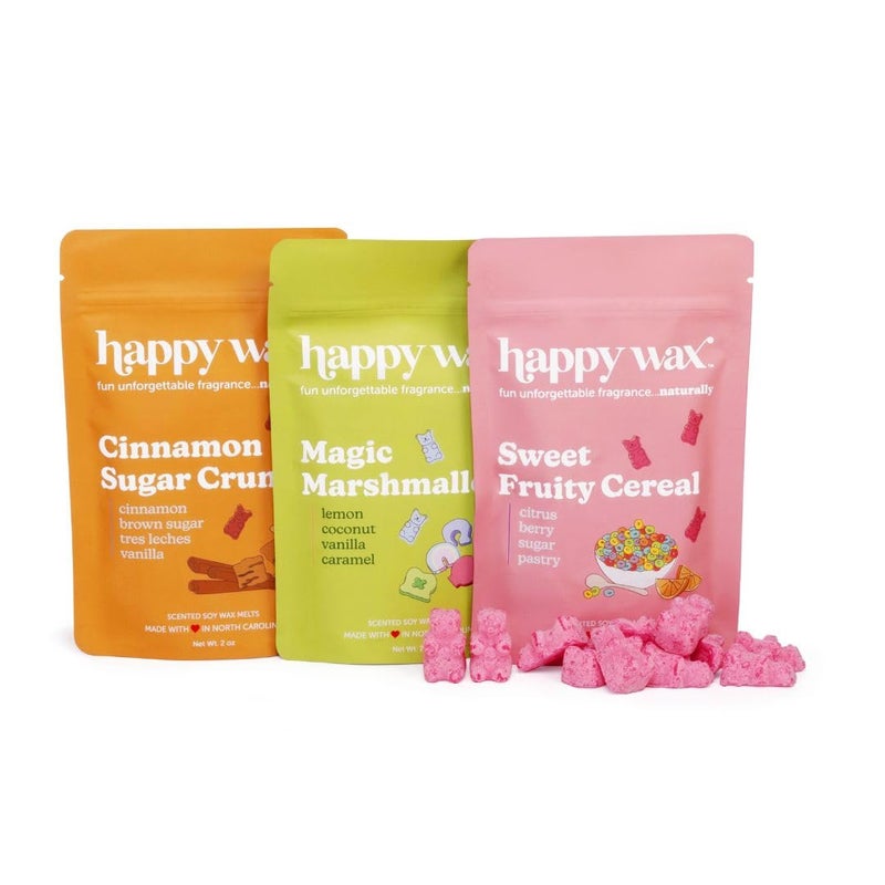 Happy Wax Cereal Mix Premium Scented Natural, Non Toxic Soy Wax Melts â€“ 6 Total Oz. of Scented Wax Melts Includes: Cinnamon Sugar Crunch, Magic Marshmallows and Sweet Fruity Cereal - Image 1