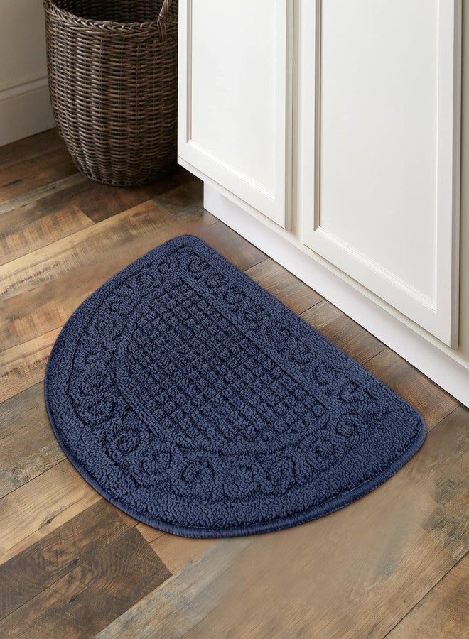 Echaprey Half Round Non-Slip Kitchen Bathroom Toilet Doormat Floor Rug Mat Keeps Your Floors Clean Home Decor (Small, Blue) - Image 3