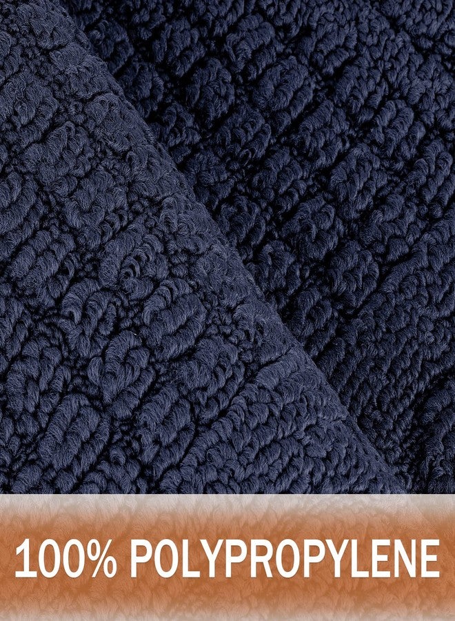 Echaprey Half Round Non-Slip Kitchen Bathroom Toilet Doormat Floor Rug Mat Keeps Your Floors Clean Home Decor (Small, Blue) - Image 4