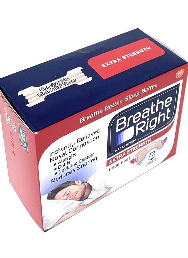 Breathe Right - Extra Nasal Strips, 72 Count (Premium Pack) - Image 1