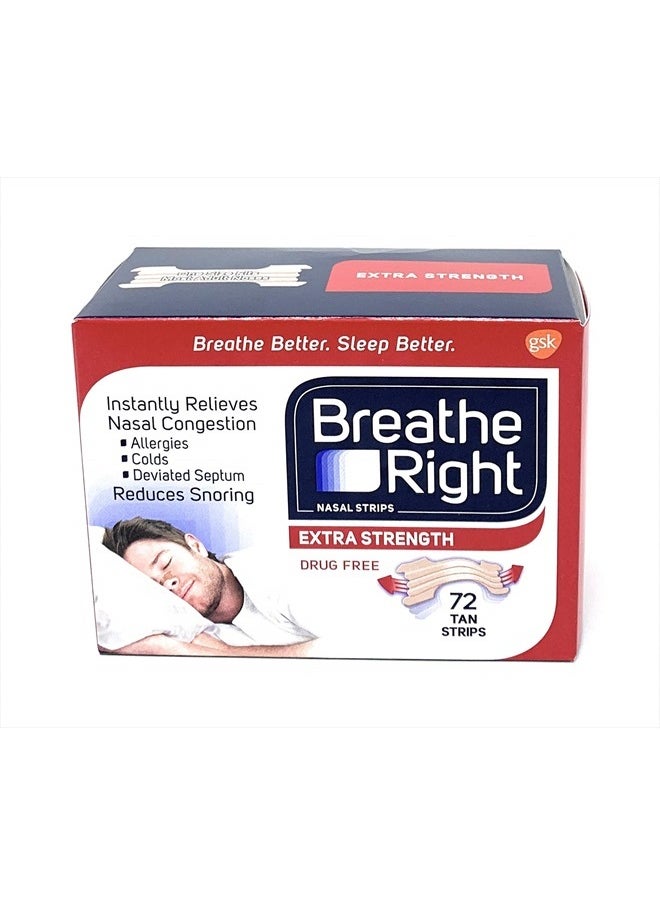 Breathe Right - Extra Nasal Strips, 72 Count (Premium Pack) - Image 1