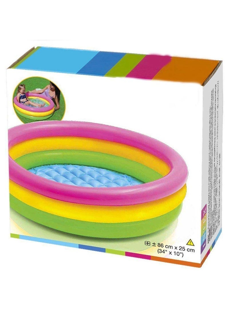 ELTRAZONE 3-Rings Inflatable Sunset Glow Baby Pool – Colorful and Safe Swimming Pool for Babies and Toddlers – Soft Inflatable Floor for Comfort and Splash Play – Durable, Lightweight, and Easy to Inflate – Perfect Outdoor Backyard Water Fun for Kids This Summer - Image 4