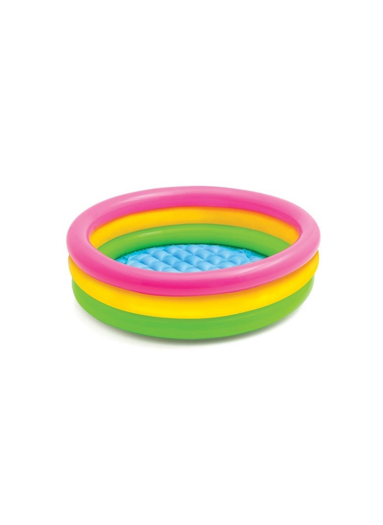 ELTRAZONE 3-Rings Inflatable Sunset Glow Baby Pool – Colorful and Safe Swimming Pool for Babies and Toddlers – Soft Inflatable Floor for Comfort and Splash Play – Durable, Lightweight, and Easy to Inflate – Perfect Outdoor Backyard Water Fun for Kids This Summer - Image 2