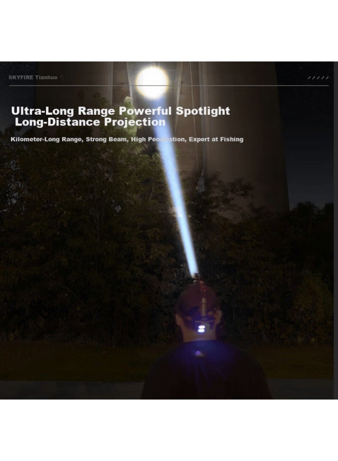 SkyFire Tianhuo Rechargeable High-brightness Headlamp Waterproof Long-lasting Sensor Headlight For Fishing Military Night Use Outdoor - Image 2