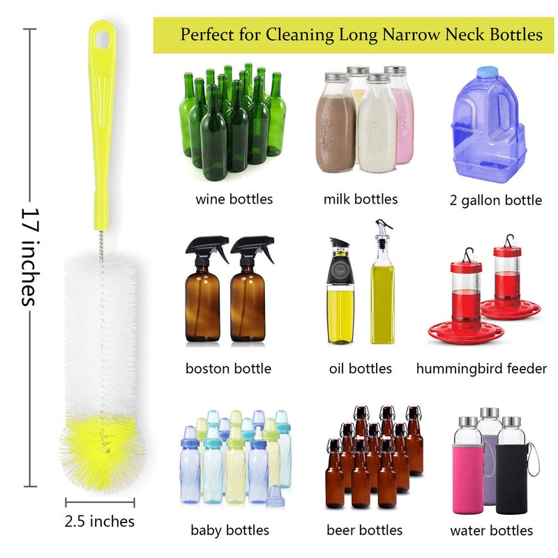 ALINK 8-Pack Bottle Cleaning Brush Set - Long Bottle Cleaner for Washing Beer/Wine Narrow Neck Bottles, Hummingbird Feeder, Sport Well, Plus Kettle Cleaner, Straw Brush - Image 3