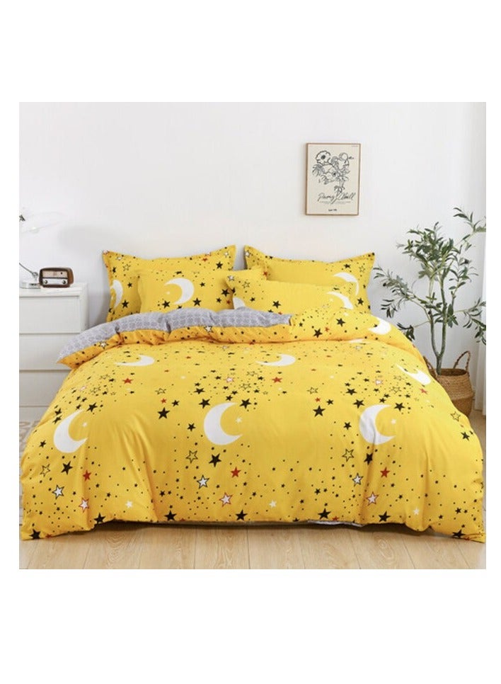 بروماس طقم غطاء لحاف مزدوج الحجم مكون من 6 قطع، 1 غطاء لحاف + 1 ملاءة مسطحة + 4 أكياس وسائد، ألياف دقيقة، الهندباء - Image 1