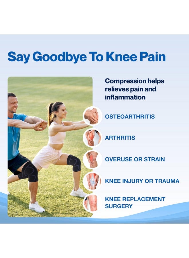 Modvel 2 Pack Knee Brace for Women & Men - Workout Knees Compression Sleeve for Knee Pain Relief Joint Support for ACL, Arthritis, Meniscus Tear Knees Brace for Sports, Rodilleras para Gym Fitness - Image 2