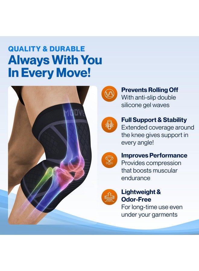 Modvel 2 Pack Knee Brace for Women & Men - Workout Knees Compression Sleeve for Knee Pain Relief Joint Support for ACL, Arthritis, Meniscus Tear Knees Brace for Sports, Rodilleras para Gym Fitness - Image 4