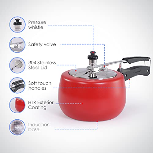Wonderchef Regalia Aluminium Pressure Cooker Inner Lid, Red, 3L - Image 3