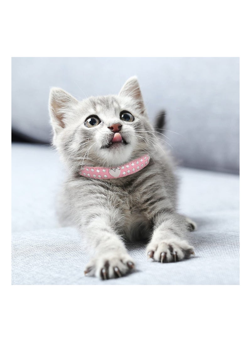 SYOSI Bling Crystal Dog Cat Collars, Rhinestone Cat Collar PU Leather Collar Chic Diamond Studded Pet Collar Glittering Bling Collars Adjustable Sparkle Collar for Small Medium Pet Dog Cat(M) - Image 2