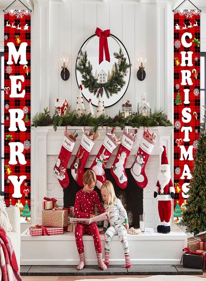 OLANRUN Christmas Decorations Outdoor Indoor Yard Front Porch, Merry Christmas Banner Door Decorations, Hanging Reusable Sign Xmas Decor for Home Outside Inside Yard Garage Front Door Wall, 71 Inch - Image 5