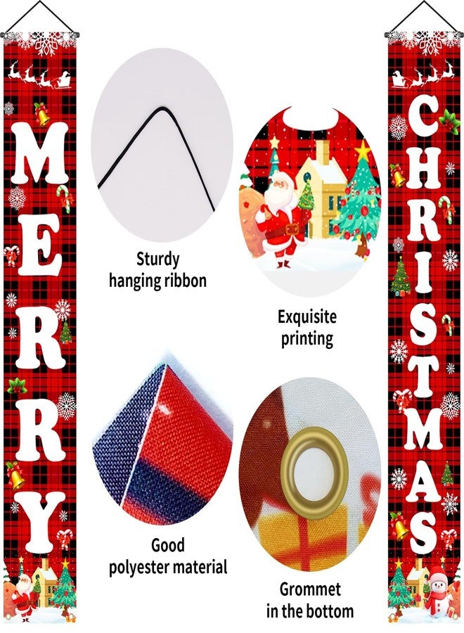OLANRUN Christmas Decorations Outdoor Indoor Yard Front Porch, Merry Christmas Banner Door Decorations, Hanging Reusable Sign Xmas Decor for Home Outside Inside Yard Garage Front Door Wall, 71 Inch - Image 3