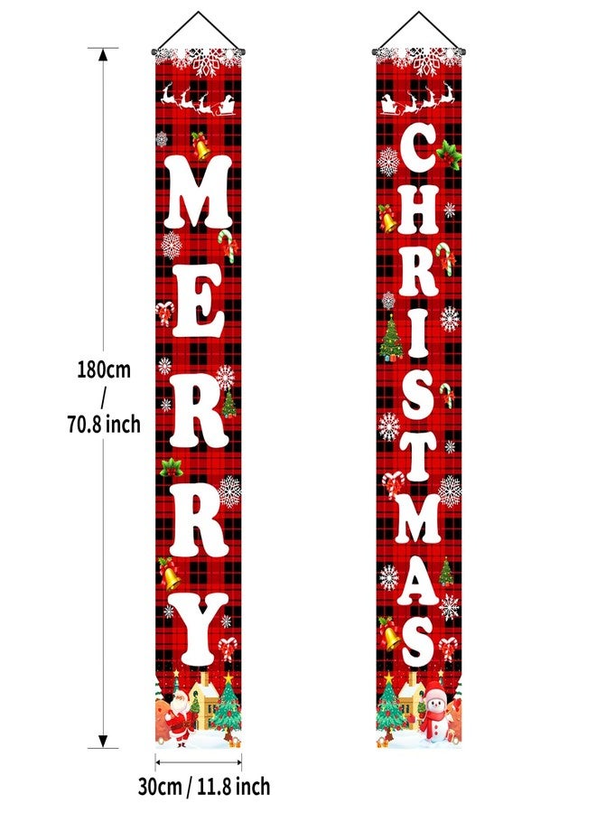 OLANRUN Christmas Decorations Outdoor Indoor Yard Front Porch, Merry Christmas Banner Door Decorations, Hanging Reusable Sign Xmas Decor for Home Outside Inside Yard Garage Front Door Wall, 71 Inch - Image 4