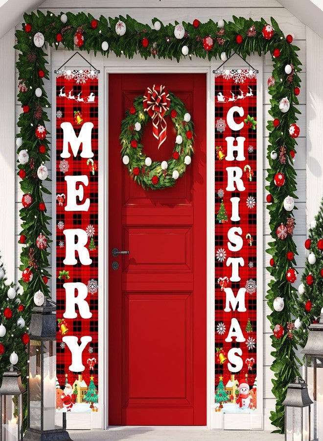 OLANRUN Christmas Decorations Outdoor Indoor Yard Front Porch, Merry Christmas Banner Door Decorations, Hanging Reusable Sign Xmas Decor for Home Outside Inside Yard Garage Front Door Wall, 71 Inch - Image 2