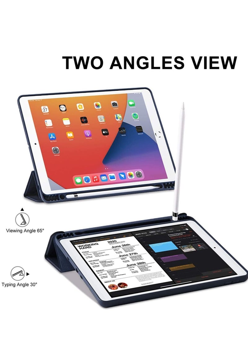 iPad 9th/8th/7th Generation case (2021/2020/2019) iPad 10.2-Inch Case with Pencil Holder [Sleep/Wake] Slim Soft TPU Back Smart Magnetic Stand Protective Cover Cases (Navy Blue) - Image 3
