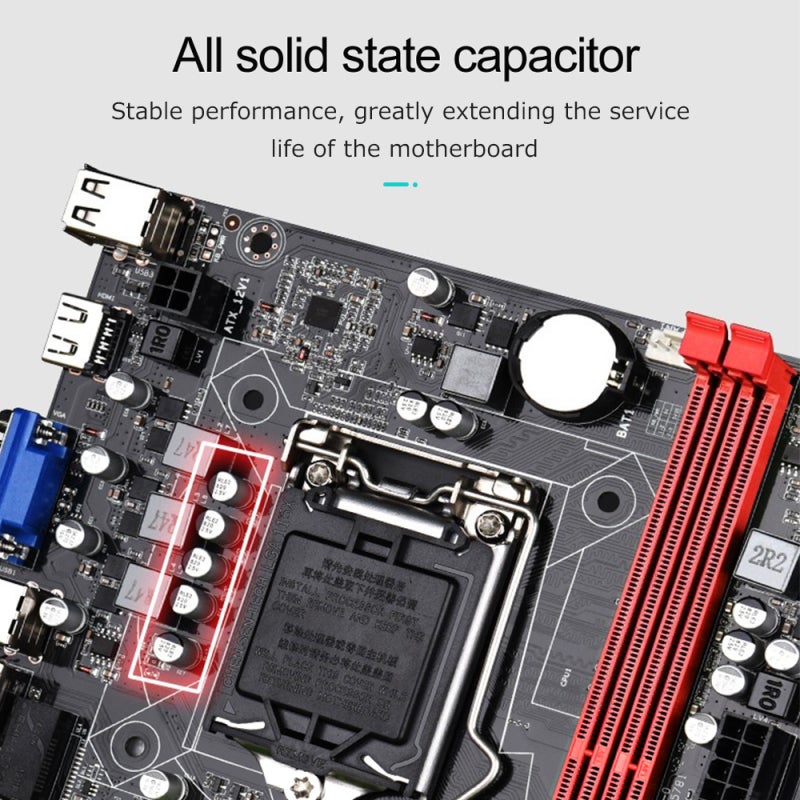 لوحة الأم للألعاب: سوداء، تدعم معالجات CPU من النوع LGA1155 Core i3/i5/i7 - 2 منافذ DDR3 بسعة أقصى 16 جيجابايت، بطاقة شبكة تبلغ سرعتها 100 ميجابت في الثانية لبناء أجهزة الكمبيوتر المكتبية - Image 4