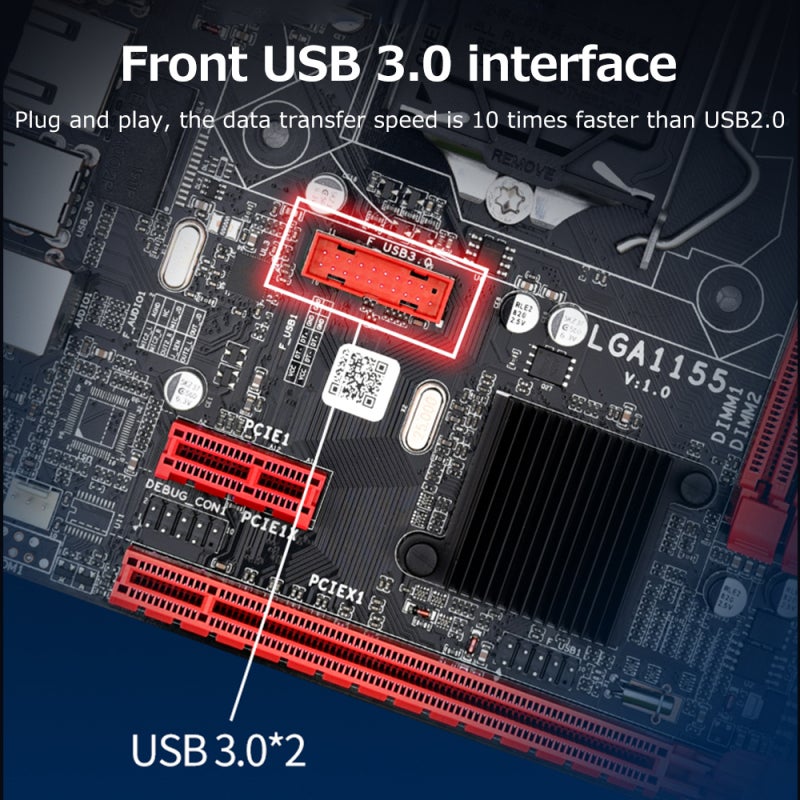 لوحة الأم للألعاب: سوداء، تدعم معالجات CPU من النوع LGA1155 Core i3/i5/i7 - 2 منافذ DDR3 بسعة أقصى 16 جيجابايت، بطاقة شبكة تبلغ سرعتها 100 ميجابت في الثانية لبناء أجهزة الكمبيوتر المكتبية - Image 2