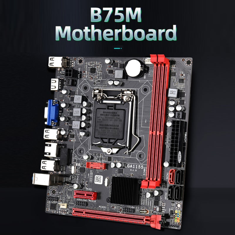 لوحة الأم للألعاب: سوداء، تدعم معالجات CPU من النوع LGA1155 Core i3/i5/i7 - 2 منافذ DDR3 بسعة أقصى 16 جيجابايت، بطاقة شبكة تبلغ سرعتها 100 ميجابت في الثانية لبناء أجهزة الكمبيوتر المكتبية - Image 5