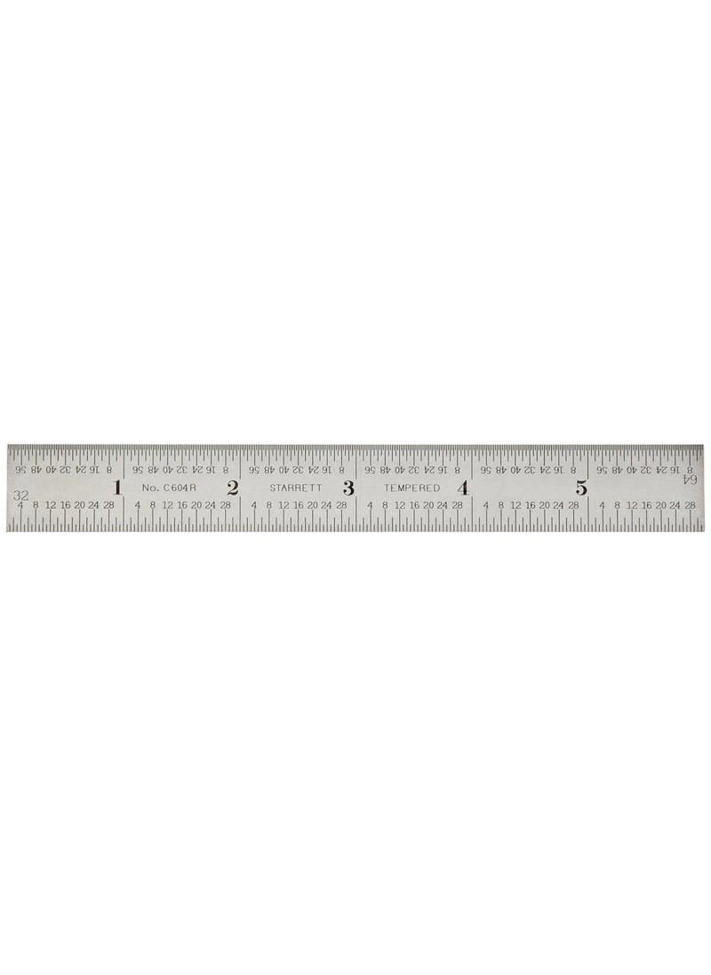 Starrett Starrett Spring Tempered Steel Rule with Satin Chrome Finish Quick Reading and Inch Graduations  6 Length 4R Graduation Type 364 Thickness  C604R6  - Image 4