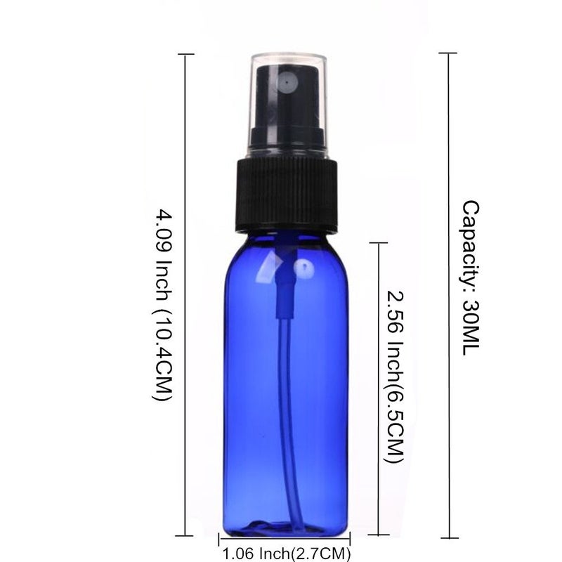 SINIDE Plastic Spray Bottles 30ML - 4 Pack 1oz Cobalt Blue Empty PET Refillable Cosmetic Perfume Atomizer Container with Fine Mist Sprayer for Essential Oils,liquids,Aromatherapy,Travel Size (Blue) - Image 2