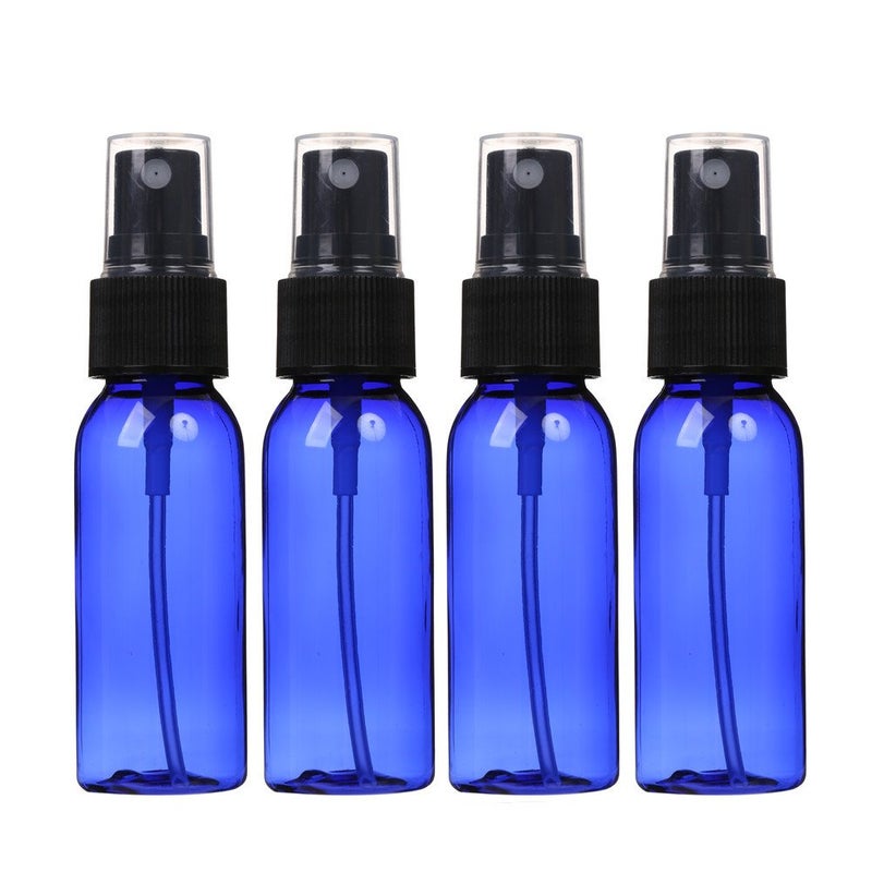 SINIDE Plastic Spray Bottles 30ML - 4 Pack 1oz Cobalt Blue Empty PET Refillable Cosmetic Perfume Atomizer Container with Fine Mist Sprayer for Essential Oils,liquids,Aromatherapy,Travel Size (Blue) - Image 1
