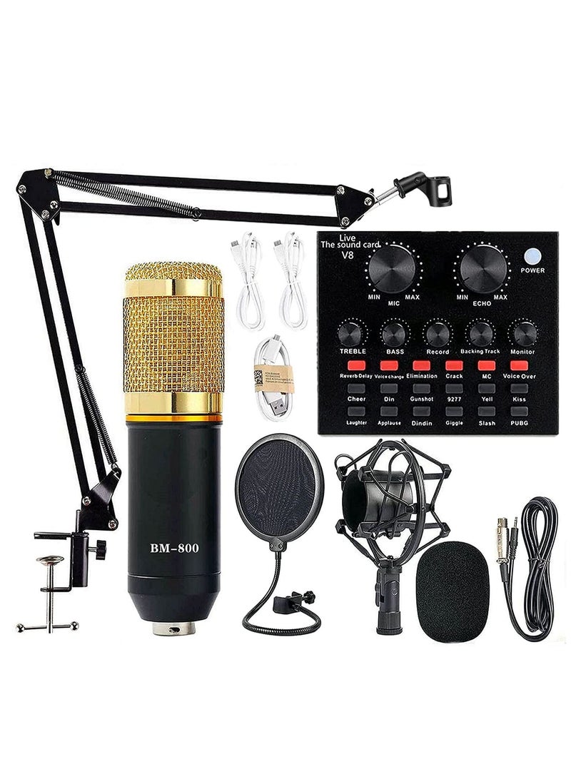 Phone Planet Condenser Microphone BundleMic Kit with Live Sound Card, Adjustable Mic Suspension Scissor Arm - Image 1