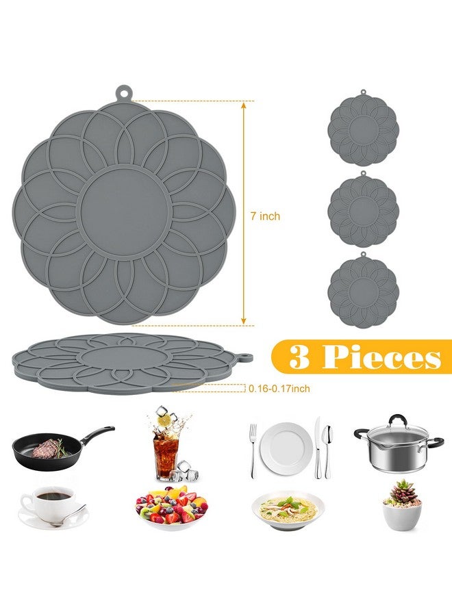Garkup Silicone Trivet Mats 3P Heat Resistant Pot Holders, Multipurpose Non-Slip Hot Pads for Kitchen Potholders, Hot Dishers, Jar Opener, Spoon Holder, Food Grade Silicone Trivet - Image 2