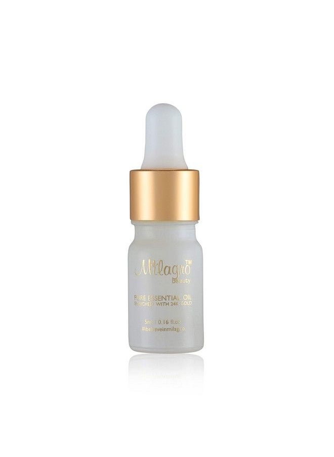 Milagro Beauty - زيت أساسي نقي بورق الذهب عيار 24 قيراط مع فوائد الليمون والدوار الشمس واللوز لترطيب البشرة ومكافحة الشيخوخة وزيادة الإشراق التمهيدي لإنهاء الأساس اللامع (5 مل) - Image 1