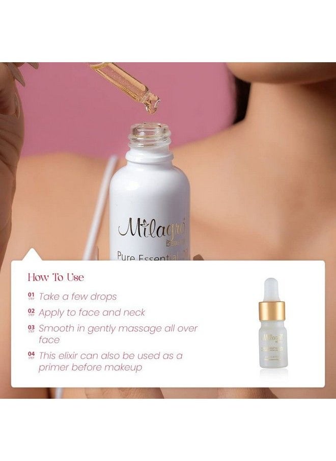 Milagro Beauty - زيت أساسي نقي بورق الذهب عيار 24 قيراط مع فوائد الليمون والدوار الشمس واللوز لترطيب البشرة ومكافحة الشيخوخة وزيادة الإشراق التمهيدي لإنهاء الأساس اللامع (5 مل) - Image 1