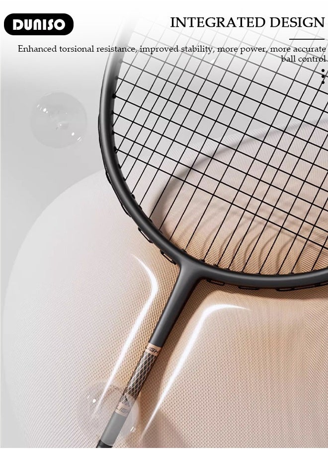 DUNISO Badminton Rackets Set of 2, Ferroalloy Badminton Rackets Set Including Badminton Bag, 3 Badminton Shuttlecock, 2 Racquet Grip for Beginners Outdoor Backyard Games, Daily Play and Training  - Image 4