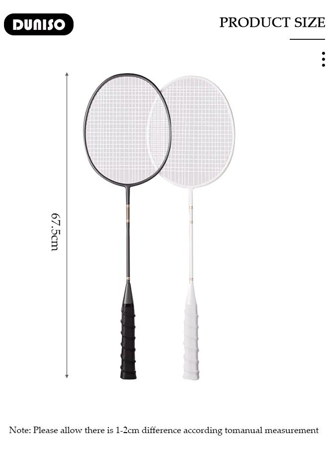 DUNISO Badminton Rackets Set of 2, Ferroalloy Badminton Rackets Set Including Badminton Bag, 3 Badminton Shuttlecock, 2 Racquet Grip for Beginners Outdoor Backyard Games, Daily Play and Training  - Image 2