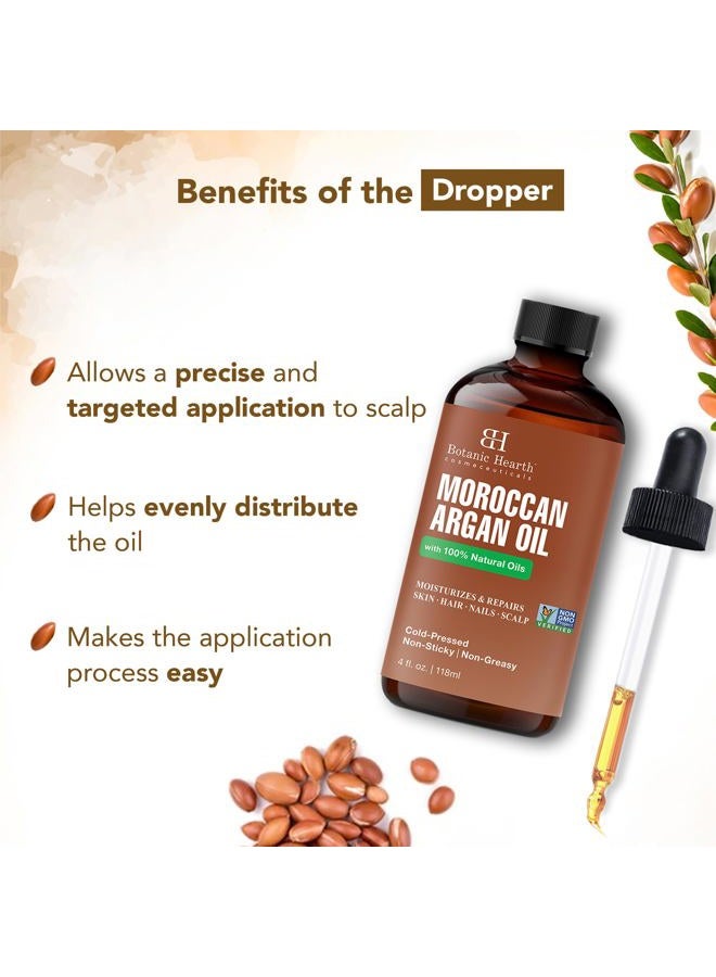 Botanic Hearth Argan Hair Oil for Adult Hydration, Nourishing, Strengthening, Curly, Frizzy, Dry, Damaged Hair, Non-GMO Verified, 4 fl oz, 1 Count - Image 4