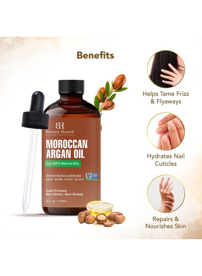 Botanic Hearth Argan Hair Oil for Adult Hydration, Nourishing, Strengthening, Curly, Frizzy, Dry, Damaged Hair, Non-GMO Verified, 4 fl oz, 1 Count - Image 3