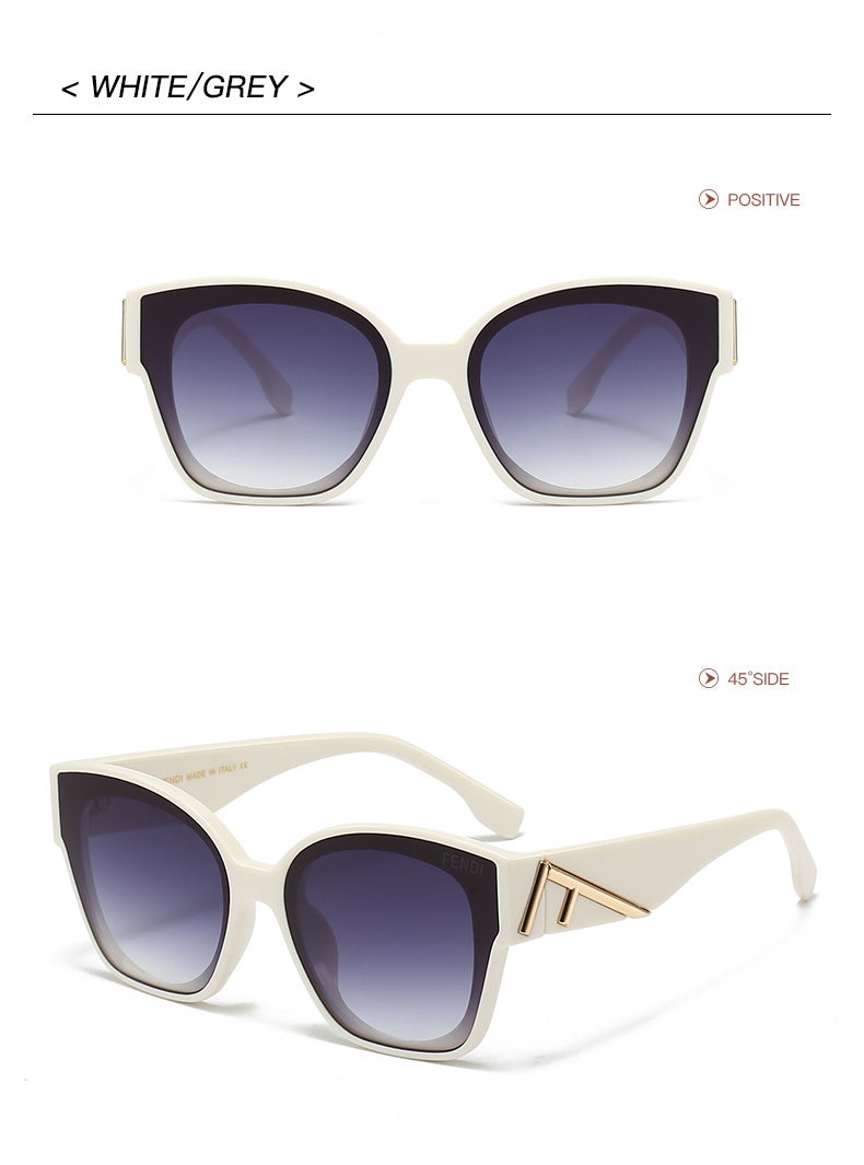 Fendi Women Classic Retro Sunglasses White Frame Grey Lenses - Image 2