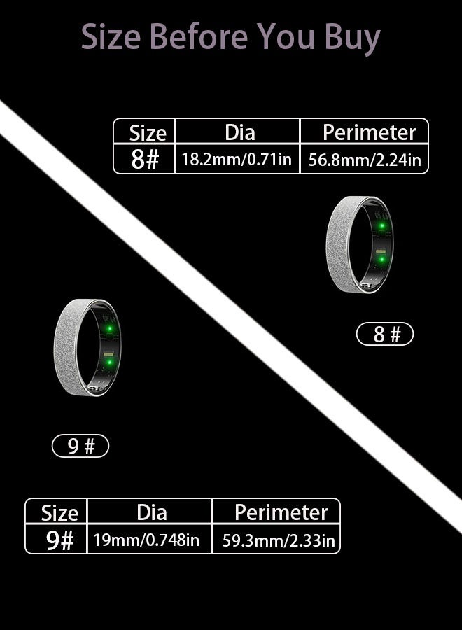 Smart Ring Sleep Tracker for Men Women，Health Rings with Blood Pressure, Heart Rate Tracking， Long Lasting Batteries Waterproof Fitness Tracker with iOS & Android(Silver ) - Image 4