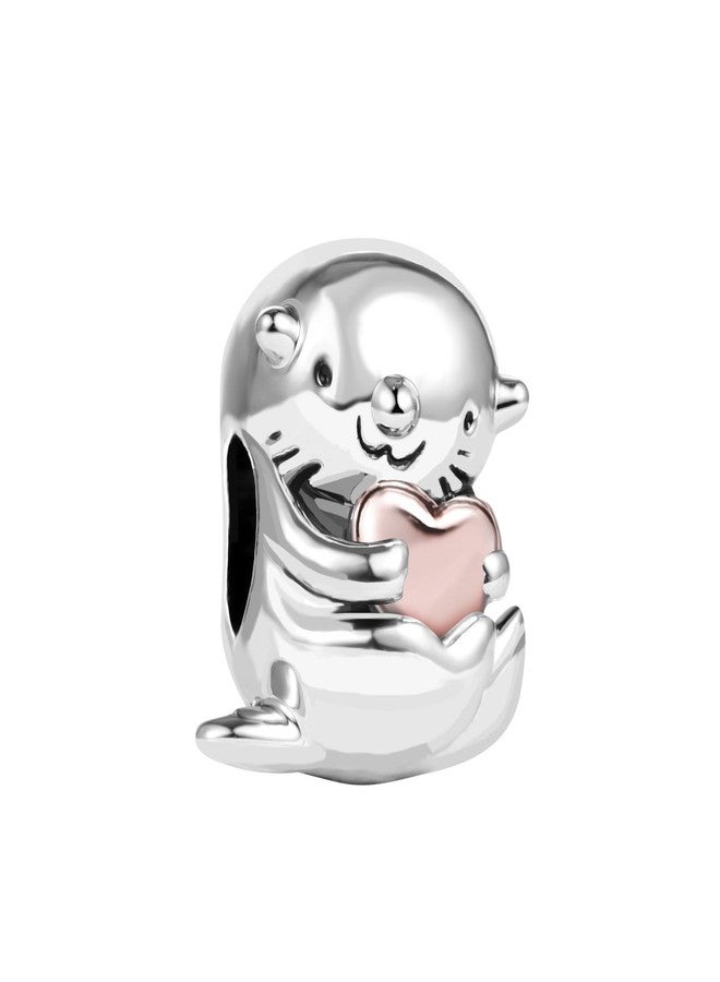 كون بيد خرزات كونبيد على شكل قلب بلون ذهبي وردي على شكل ثعلب الماء اللطيف، متوافقة مع أساور باندورا - Image 2