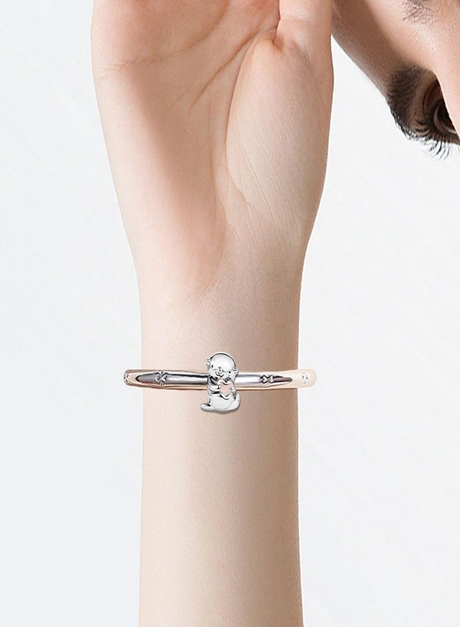 كون بيد خرزات كونبيد على شكل قلب بلون ذهبي وردي على شكل ثعلب الماء اللطيف، متوافقة مع أساور باندورا - Image 4